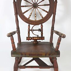 Antique American Spinning Wheel Rocking Chair, 19th Century