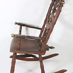 Antique American Spinning Wheel Rocking Chair, 19th Century
