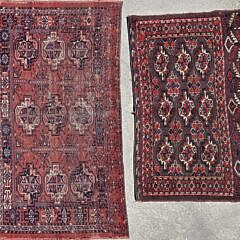 Two Antique Turkoman Oriental Carpet Rug Bag Faces