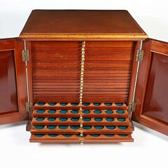 Antique English Edwardian Mahogany Coin Collectors Cabinet