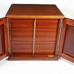 Antique English Edwardian Mahogany Coin Collectors Cabinet