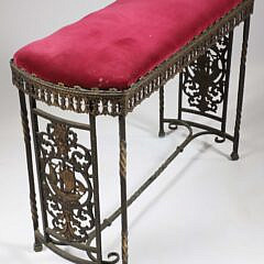 Bronzed Gallion and Neptune Bench with Upholstered Seat on Twisted Legs