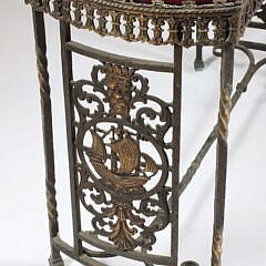 Bronzed Gallion and Neptune Bench with Upholstered Seat on Twisted Legs