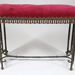 Bronzed Gallion and Neptune Bench with Upholstered Seat on Twisted Legs