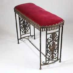 Bronzed Gallion and Neptune Bench with Upholstered Seat on Twisted Legs
