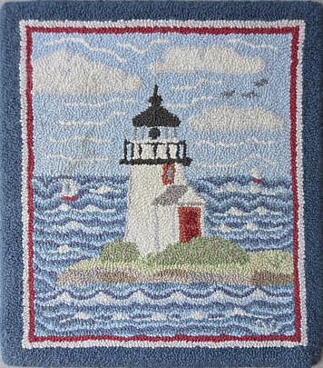 Lighthouse Hooked Scatter Rug