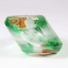 Chinese Enameled Green Cut to Colorless Glass Snuff Bottle, Qing Dynasty