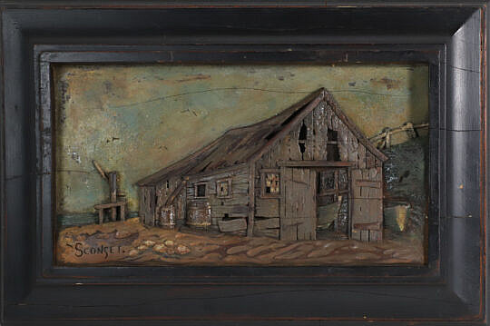 James Walter Folger Carved Wood Plaque "Sconset Shack"