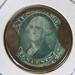 1862 Civil War Encased Postage Stamp, 10 cents