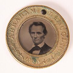 1860 Abraham Lincoln Hanibal Hamblin Champaign Ferrotype Token