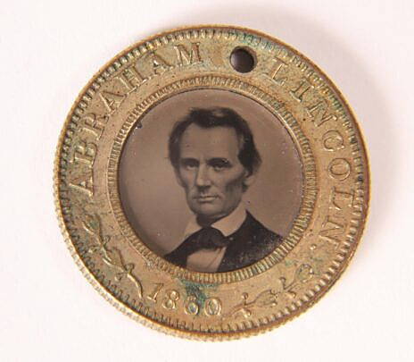 1860 Abraham Lincoln Hanibal Hamblin Champaign Ferrotype Token