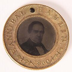 1860 Abraham Lincoln Hanibal Hamblin Champaign Ferrotype Token