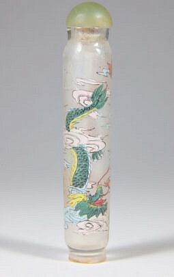 Chinese Inside-Painted Glass "Dragons" Snuff Bottle