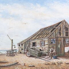 James Walter Folger Large Watercolor on Paper “Fall Fishing At Sconset, Nantucket”