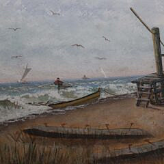 James Walter Folger Large Watercolor on Paper “Fall Fishing At Sconset, Nantucket”