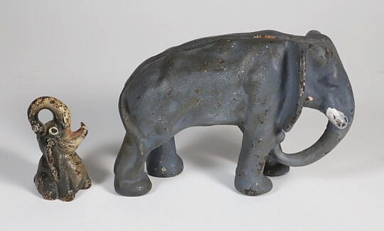 Painted Cast Iron Elephant Still Bank and Bottle Opener