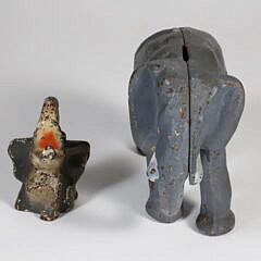 Painted Cast Iron Elephant Still Bank and Bottle Opener