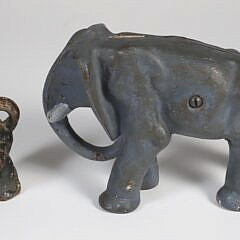 Painted Cast Iron Elephant Still Bank and Bottle Opener