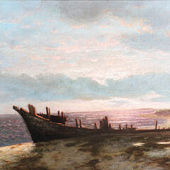George N. Coss Oil on Canvas “Sunrise North Shore, Nantucket”, 19th Century