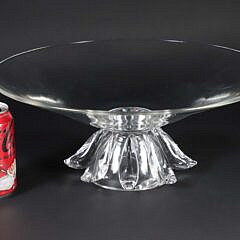 Signed Steuben Clear Crystal Large Footed Centerpiece Bowl Designed by Donald Pollard 1961