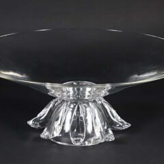 Signed Steuben Clear Crystal Large Footed Centerpiece Bowl Designed by Donald Pollard 1961