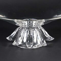 Signed Steuben Clear Crystal Large Footed Centerpiece Bowl Designed by Donald Pollard 1961