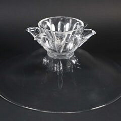 Signed Steuben Clear Crystal Large Footed Centerpiece Bowl Designed by Donald Pollard 1961