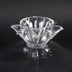 Signed Steuben Clear Crystal Large Footed Centerpiece Bowl Designed by Donald Pollard 1961