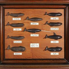 Fine Charlie Sayle Sr. Carved Wood Ten-Whale Species Plaque