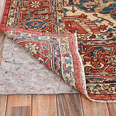 Coral Red Aryana Collection Serapi Heriz Oriental Rug with Large Medallion Design