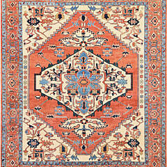 Rust Orange Afghan Peshawar with Serapi Heriz Design Oriental Rug