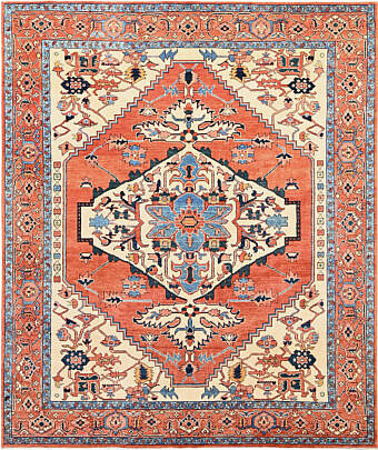 Rust Orange Afghan Peshawar with Serapi Heriz Design Oriental Rug,