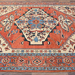 Rust Orange Afghan Peshawar with Serapi Heriz Design Oriental Rug