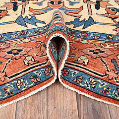 Rust Orange Afghan Peshawar with Serapi Heriz Design Oriental Rug