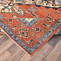 Rust Orange Afghan Peshawar with Serapi Heriz Design Oriental Rug