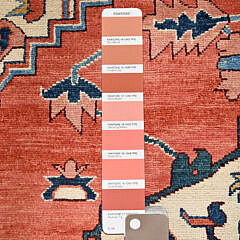 Rust Orange Afghan Peshawar with Serapi Heriz Design Oriental Rug