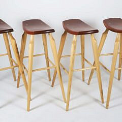 Set of Four Stephen Swift Cherry and Ash Counter Height Bar Stools
