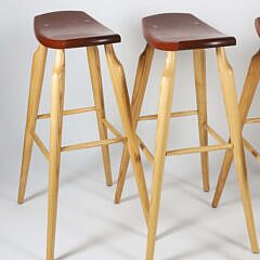 Set of Four Stephen Swift Cherry and Ash Counter Height Bar Stools
