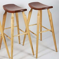 Set of Four Stephen Swift Cherry and Ash Counter Height Bar Stools