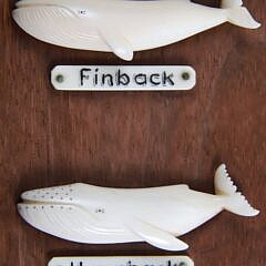 Fine Aletha Macy Carved Seven-Whale Species Plaque