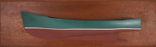 Carved and Painted Half Hull on Mahogany Plank