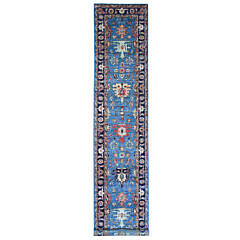 Marlin Blue Heriz Aryana Collection Hand Knotted Oriental Rug Runner