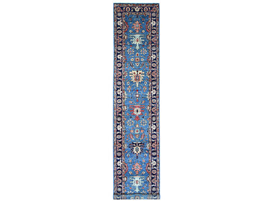 Marlin Blue Heriz Aryana Collection Hand Knotted Oriental Rug Runner