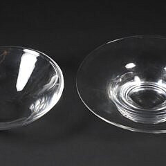 Two Signed Steuben Clear Crystal Dishes