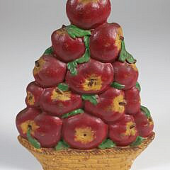 Decorative Painted Cast Iron "Basket of Apples" Doorstop