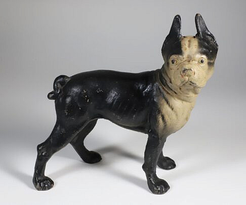 Painted Cast Iron Boston Terrier Doorstop