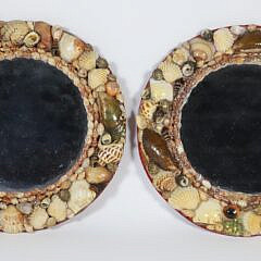 Pair of Vintage Shell Encrusted Circular Wall Mirrors