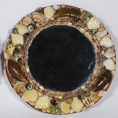Pair of Vintage Shell Encrusted Circular Wall Mirrors