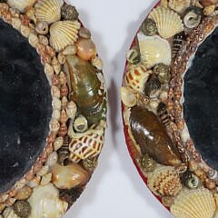 Pair of Vintage Shell Encrusted Circular Wall Mirrors
