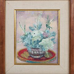 Elizabeth Saltonstall (1900-1990) "Floral Still Life" Oil on Canvas
